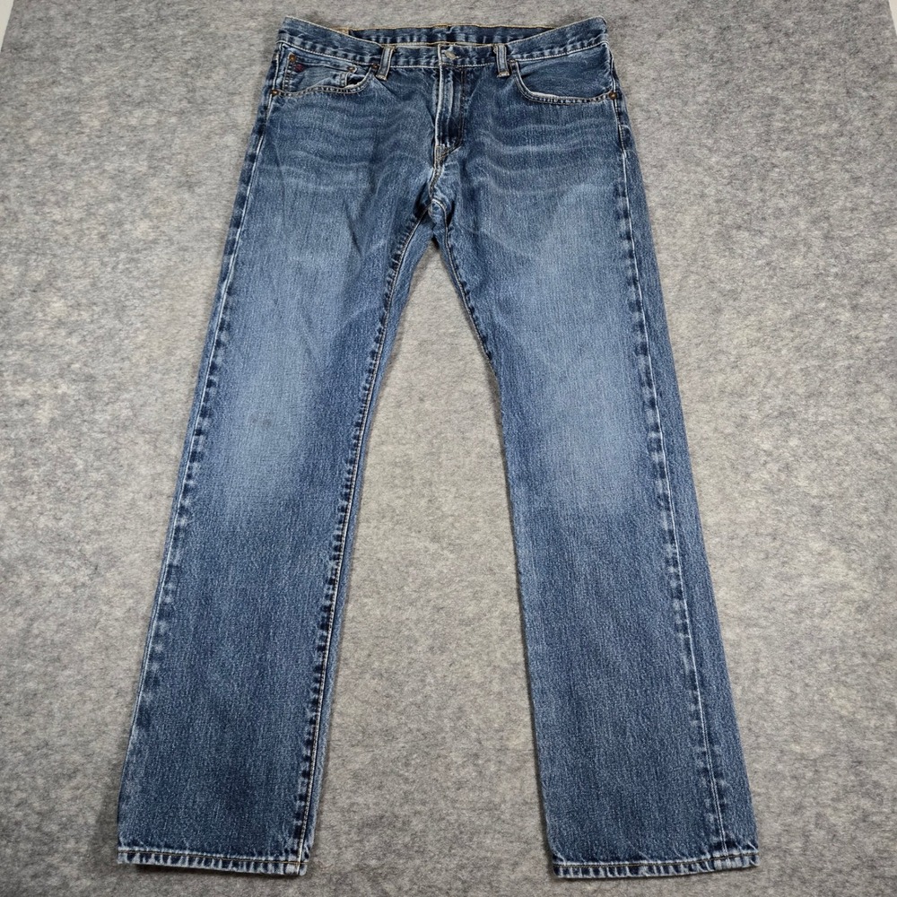 VTG Polo Ralph Lauren Mens Blue Varick Slim Straight Jeans 35x32